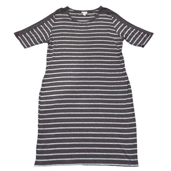 Plus Size Brown White Striped Bodycon LuLaRoe Bodycon Julia - Picture 3 of 11